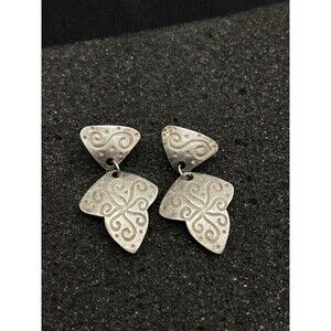 1.5" NP Southwestern Style Silver-Embossed Silver Earrings